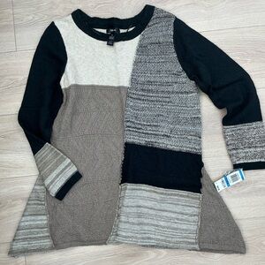 Style & Co. Black and Brown Patchwork Sweater size XL